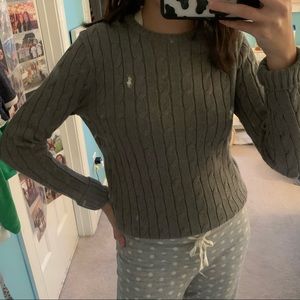 grey polo ralph lauren crew neck knit sweater